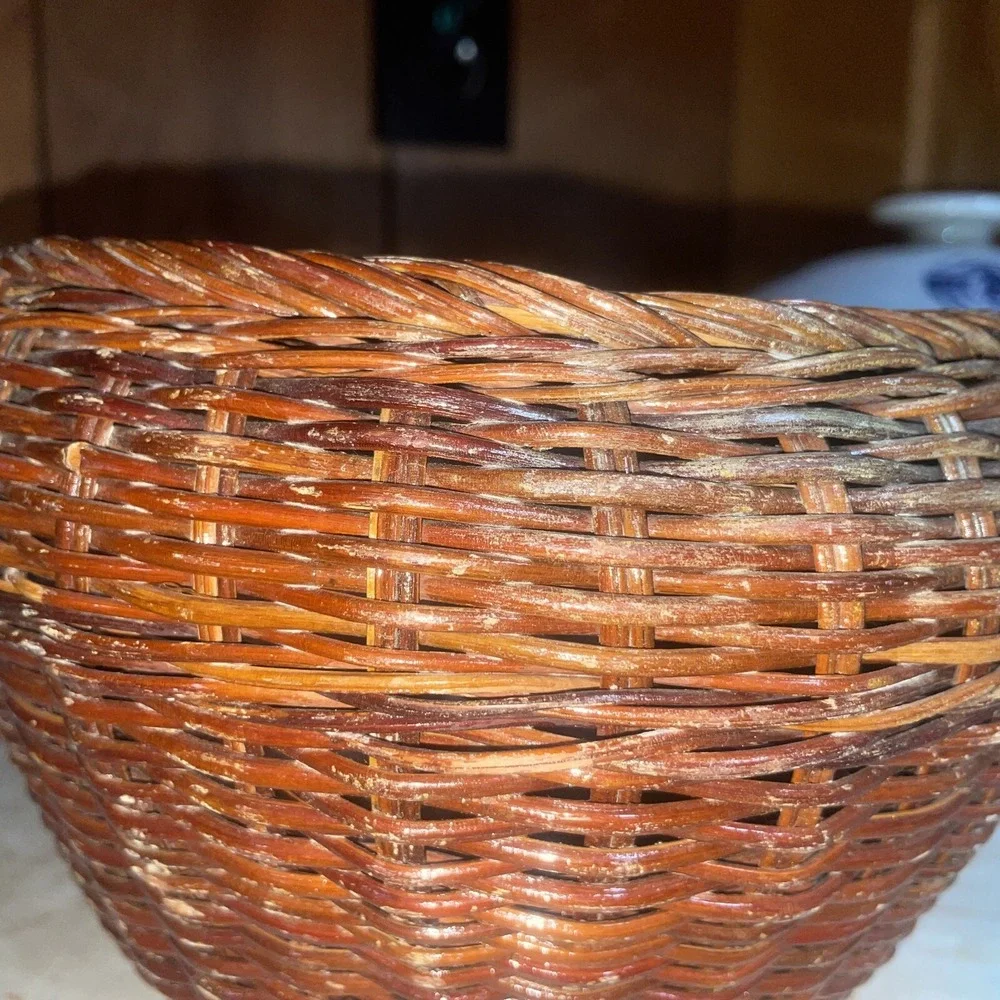 Vintage‎ Footed Wicker Basket With Two Handles